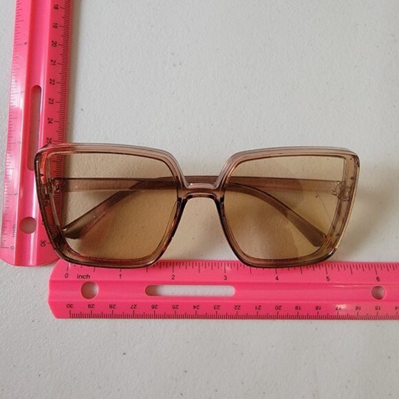 Oversized Sunglasses Square Big Frame Anti-Ultraviolet Champagne Color NEW - Picture 8 of 13
